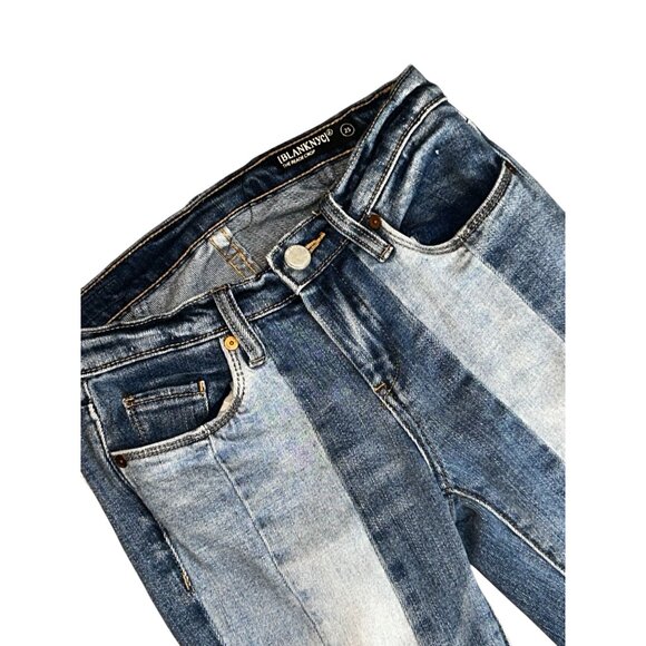 Blank NYC WomensThe Reade Crop Patchwork Raw Hem Jeans Size 25 - Picture 3 of 5